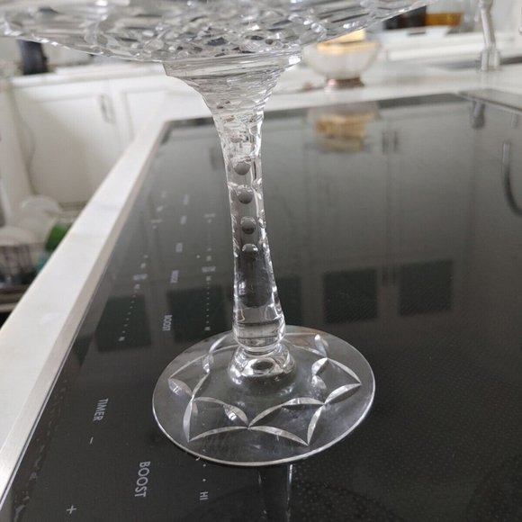 Antique Vintage Pair Crystal Glass Pedestal serving Stand 7 1/4”  6" tall 1940's - Picture 2 of 8